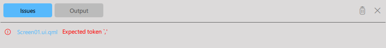 {Example issue notification in the Output view.}